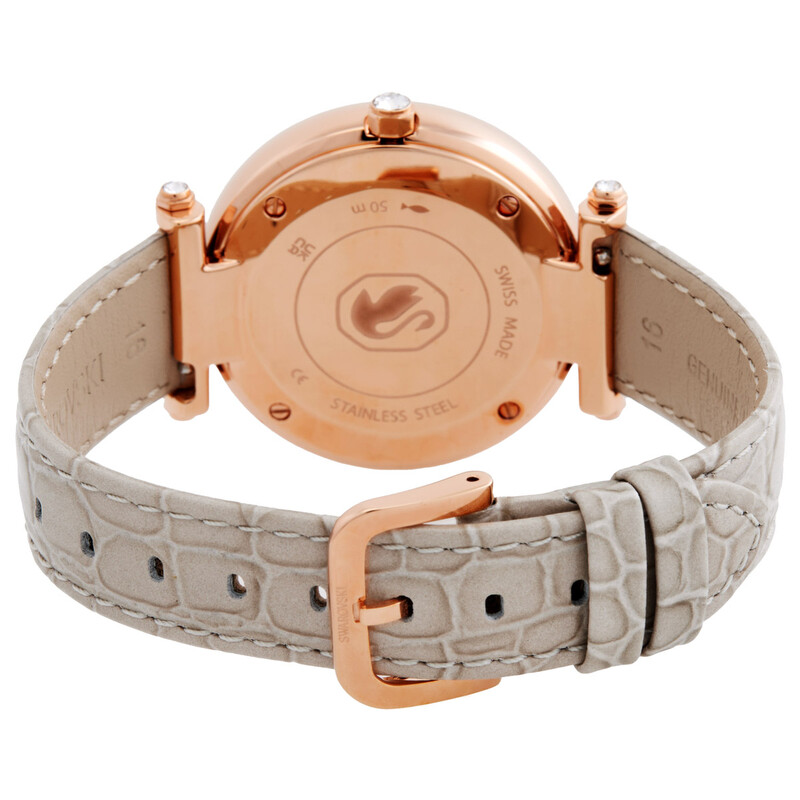 Swarovski Crystalline Wonder Leather Strap Pvd Rose Gold Beige