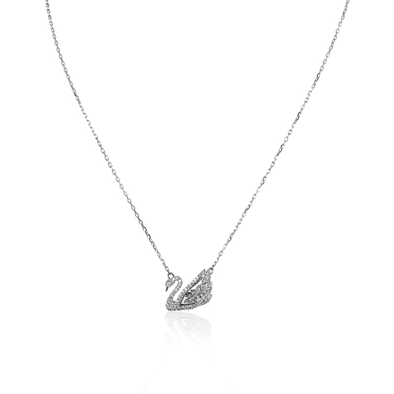 Swarovski Dancing Swan Necklace, White, Rhodium Plated 5514421