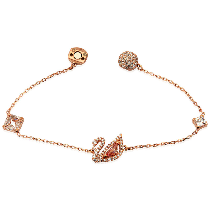 Swarovski Dazzling Swan Bracelet, Multi-colored, Rose-gold Tone Plated ...