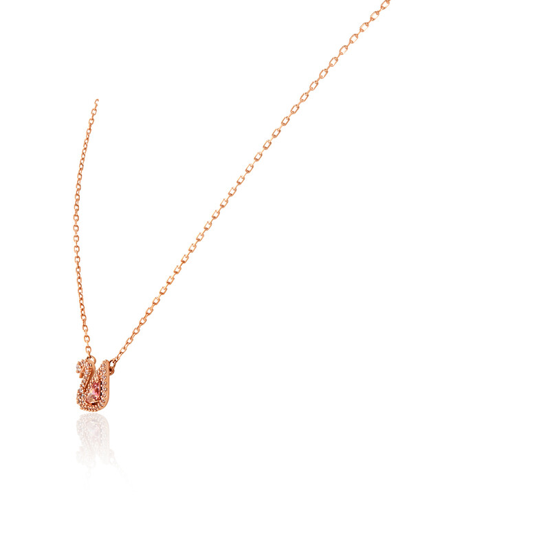 Swarovski Dazzling Swan Necklace, Multi-colored, Rose-gold Tone