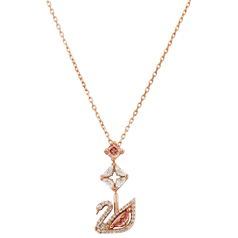 Swarovski Dazzling Swan Y Necklace, Pink, Rose-gold Tone Plated