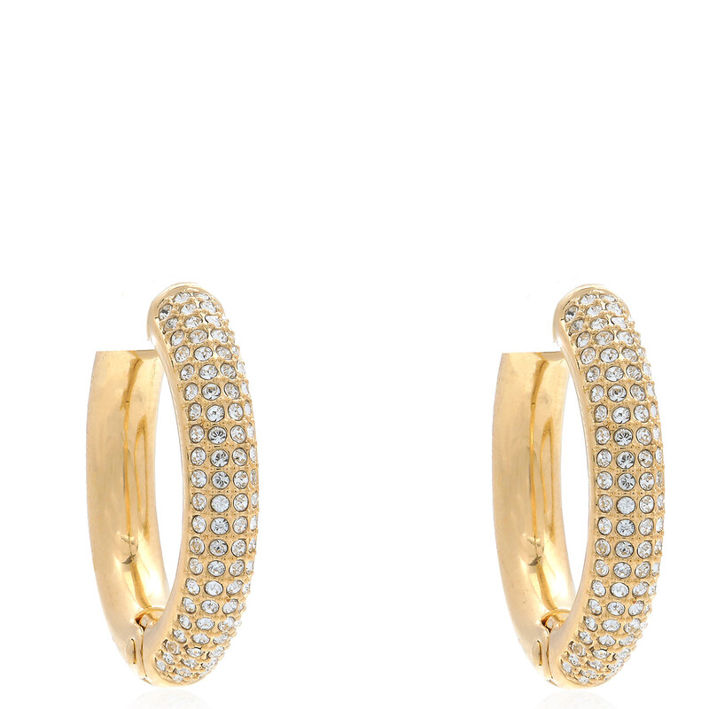 Swarovski Dextera Pierced Earrings Hoop Gold Shiny Crystal 5618305