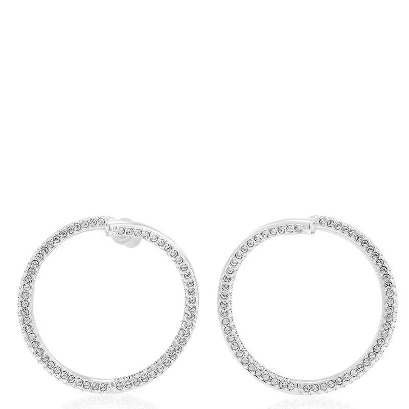 Swarovski Dextera Pierced Earrings Hoop Rhodium Shiny Crystal 