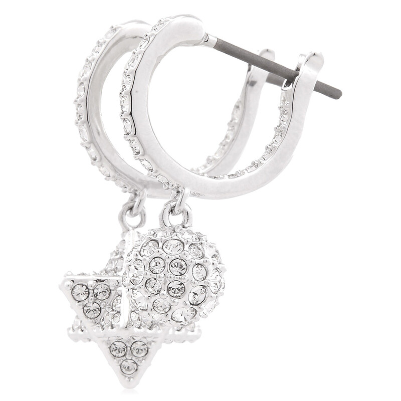 Swarovski Dextera Pierced Earrings Mini Hoop Star & Sphere Rhodium