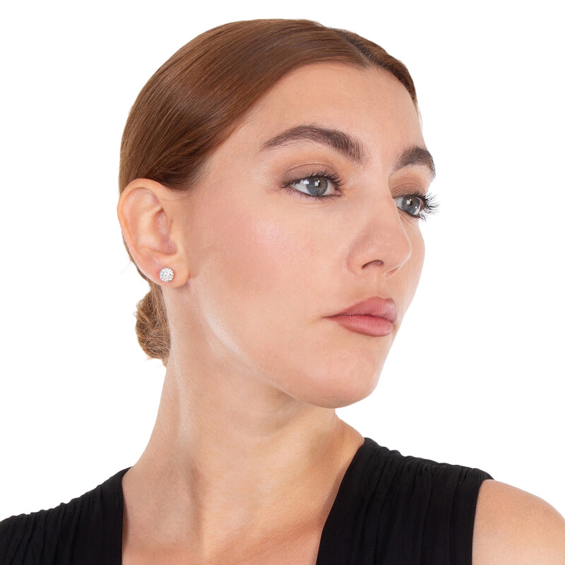 Swarovski Dextera Pierced Earrings Sphere Rhodium Shiny Crystal