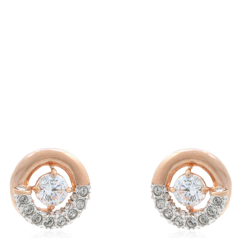 Swarovski Dextera Pierced Earrings Stud Rose Gold Shiny Crystal