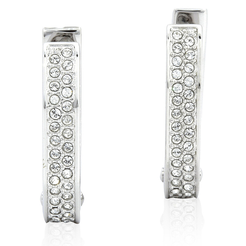 Swarovski Dextera Rhodium Plated Octagon Shape Hoop Earrings 5618307 ...