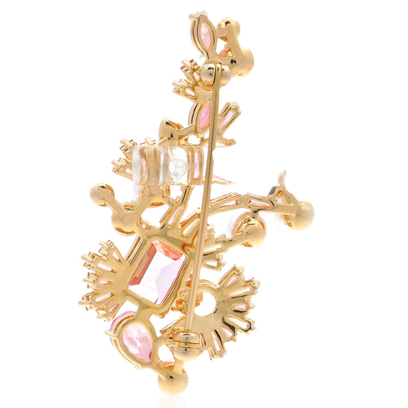 Swarovski Gema Brooch Gold Shiny Pink 5688478 9009656884782