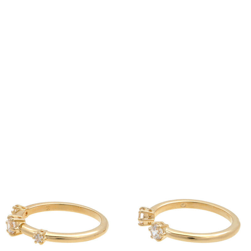 Swarovski Gold,Tone Plated Constella Ring Set (2), Size 52 (US