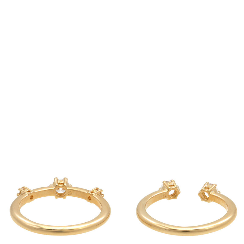 Swarovski Gold,Tone Plated Constella Ring Set (2), Size 55 (US