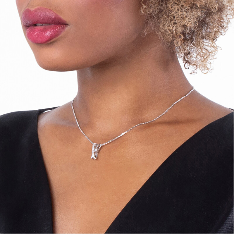 Swarovski Hyperbola Pendant 2 Band Rhodium Shiny White 5689723