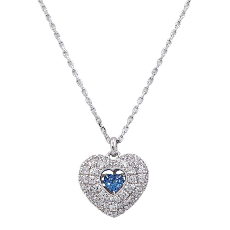 Swarovski Hyperbola Pendant Heart Rhodium Shiny Blue 5680403