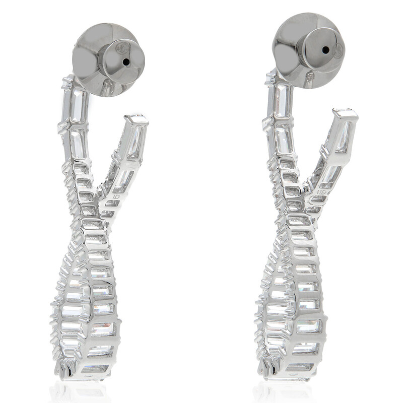 Swarovski Hyperbola Pierced Earrings Hoop L Twist Rhodium Shiny