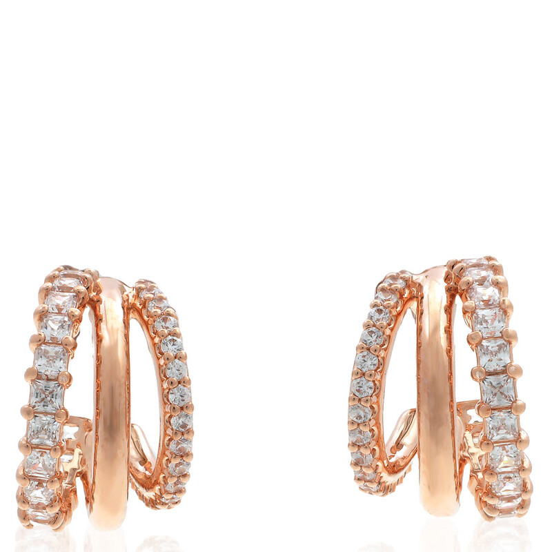 Swarovski Hyperbola Pierced Earrings Rose Gold Shiny Clear 5698702 ...