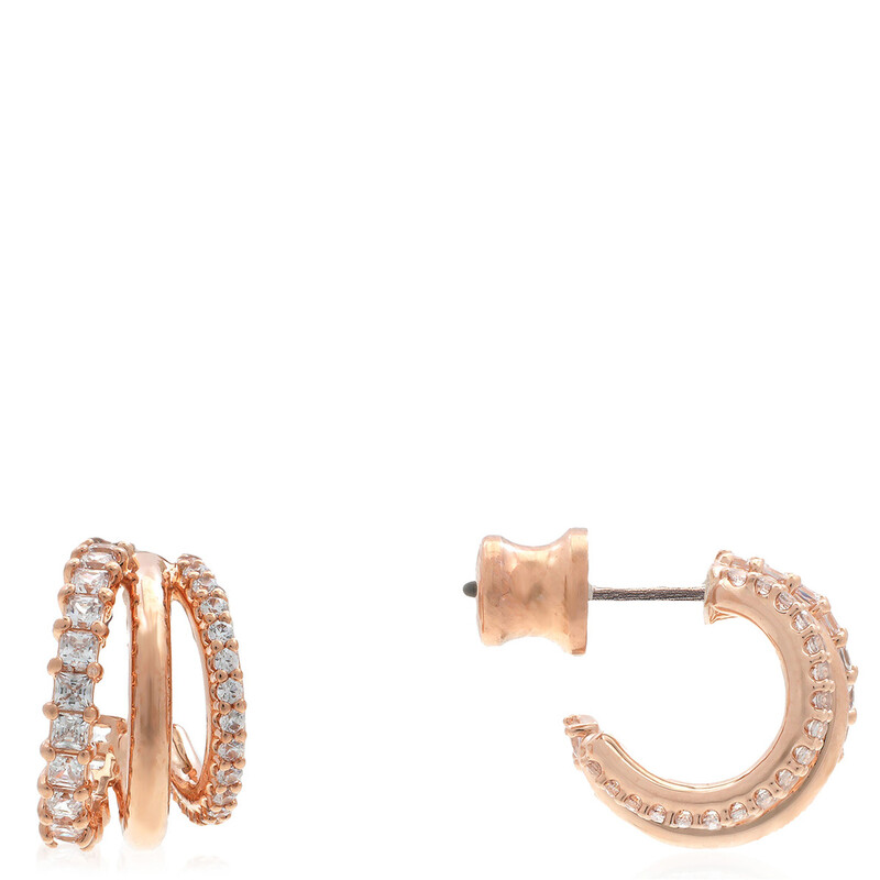 Swarovski Hyperbola Pierced Earrings Rose Gold Shiny Clear 5698702 ...