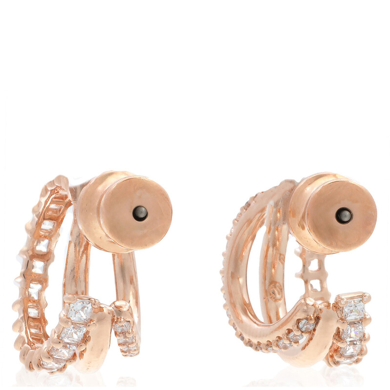 Swarovski Hyperbola Pierced Earrings Rose Gold Shiny Clear 5698702 ...