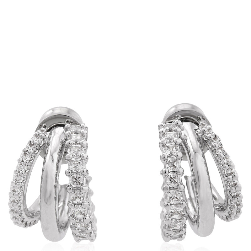 Swarovski Hyperbola Rhodium Plated Hoop Earrings 5737110 