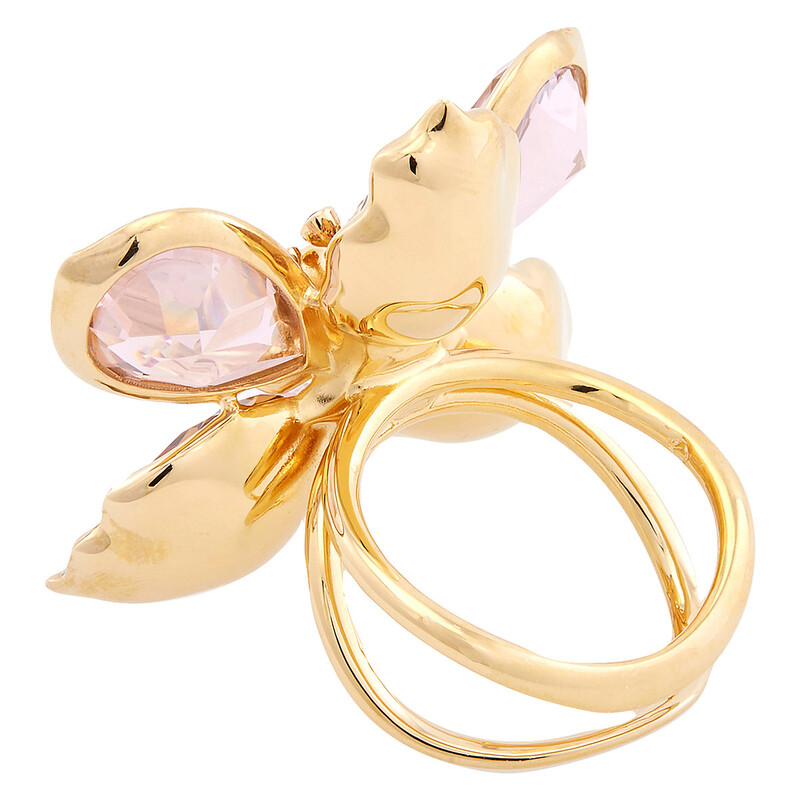Swarovski Idyllia Flower Motif Gold-Tone Plated Ring, Size 60 (US
