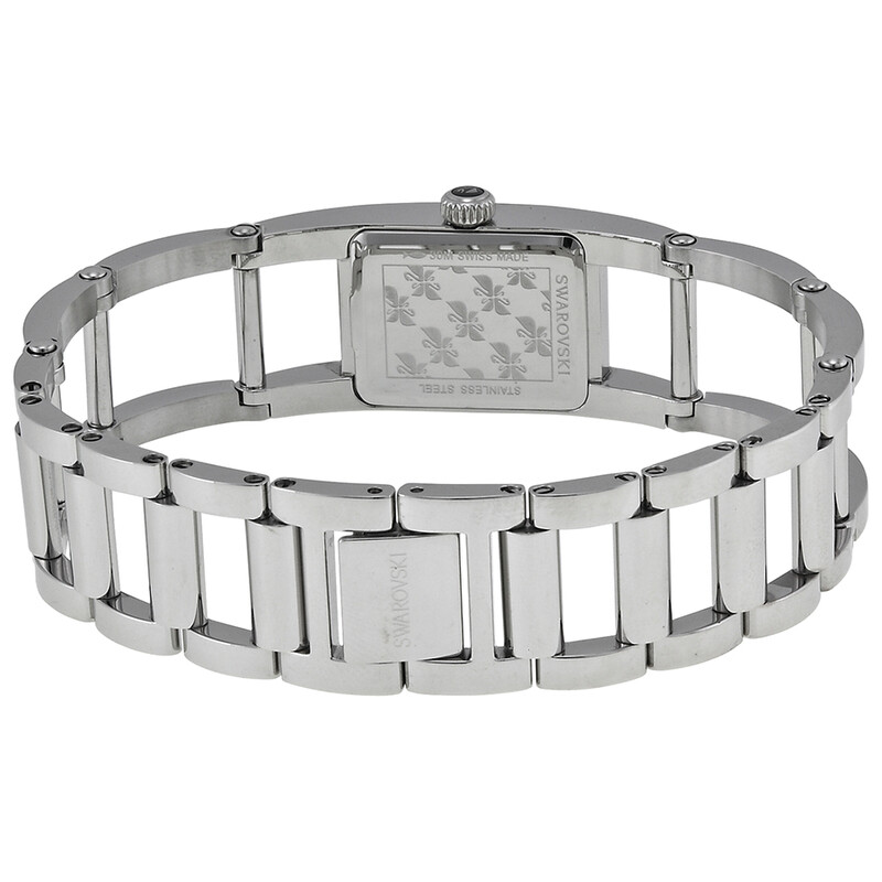 SWAROVSKI INDIRAシルバー レディース腕時計 Swarovski Indira Black Dial Stainless Steel Quartz Ladies Watch
