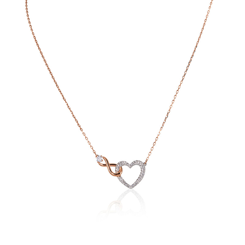 Swarovski Infinity Heart Necklace, White, Mixed Metal Finish 