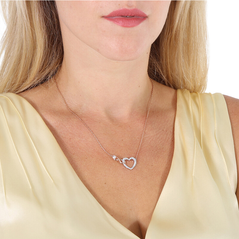 Swarovski Infinity Heart Necklace, White, Mixed Metal Finish