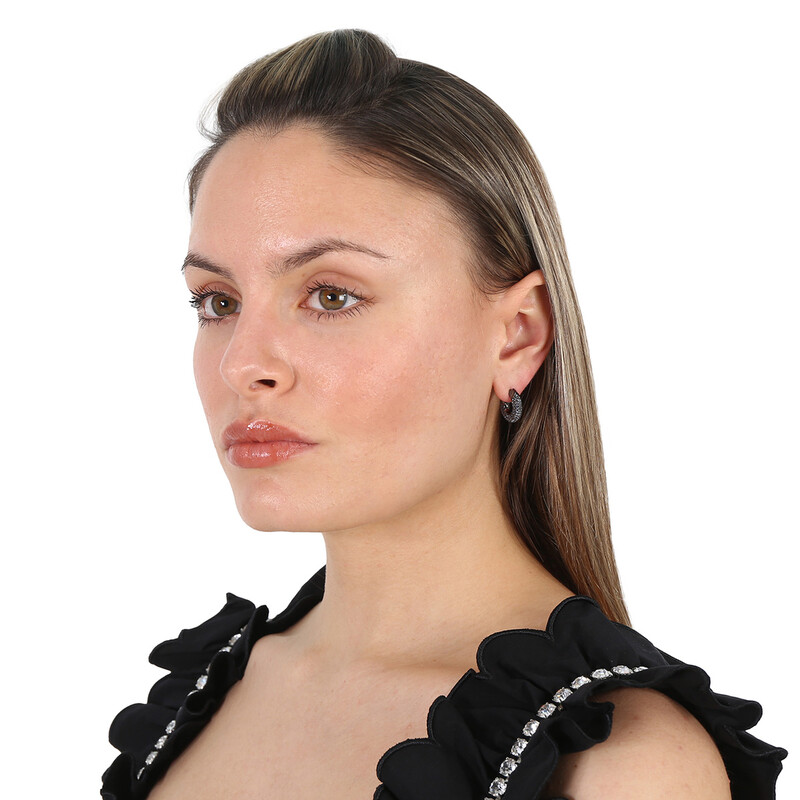 Swarovski Ladies Dextera Black Ruthenium Plated Small Hoop