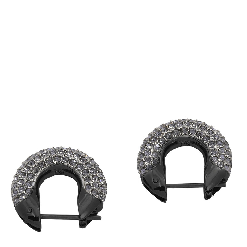 SWAROVSKI ブラック ヘアコーム ピア97 HSK Swarovski Ladies Dextera Black Ruthenium Plated Small Hoop