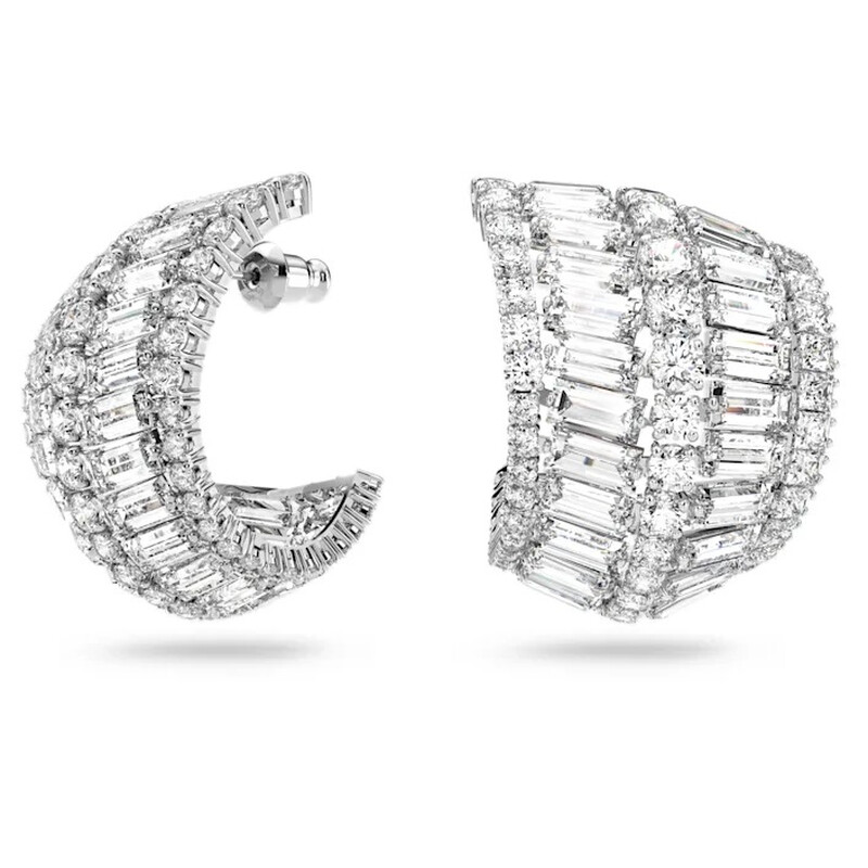 Swarovski Ladies Hyperbola Mixed Cuts Rhodium Plated Drop Earrings ...
