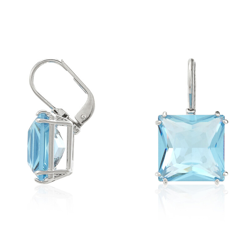 Swarovski Ladies Millenia Square Cut Blue Crystal Drop Earrings