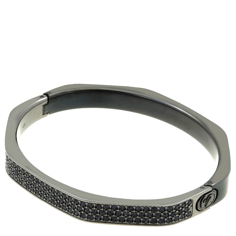 SWAROVSKI ブラック ヘアコーム ピア97 HSK Swarovski Ladies Octagon Shape Black Dextera Bangle, Size Medium