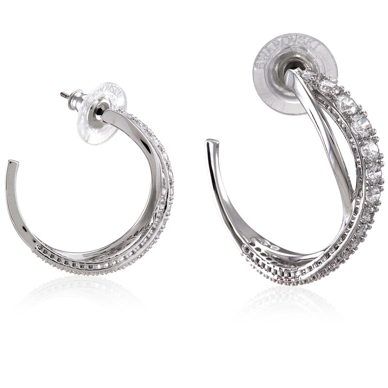 Swarovski Ladies Twist Hoop Earrings White, Rhodium Plated 5563908 ...