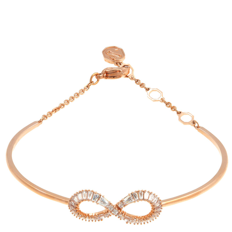Swarovski Ladies White / Rose Gold-Tone Hyperbola Bangle, Size