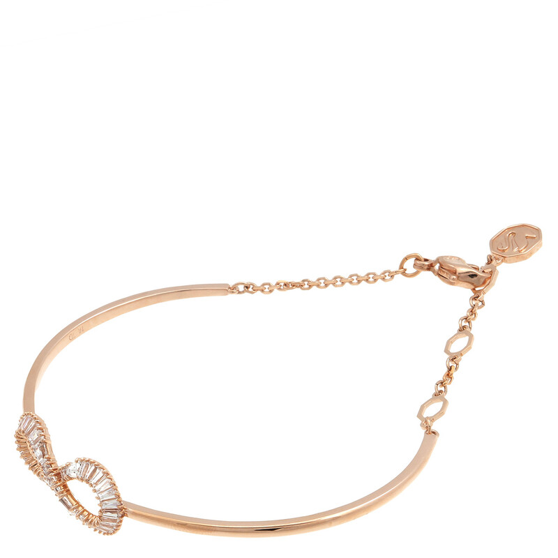 Swarovski Ladies White / Rose Gold-Tone Hyperbola Bangle, Size