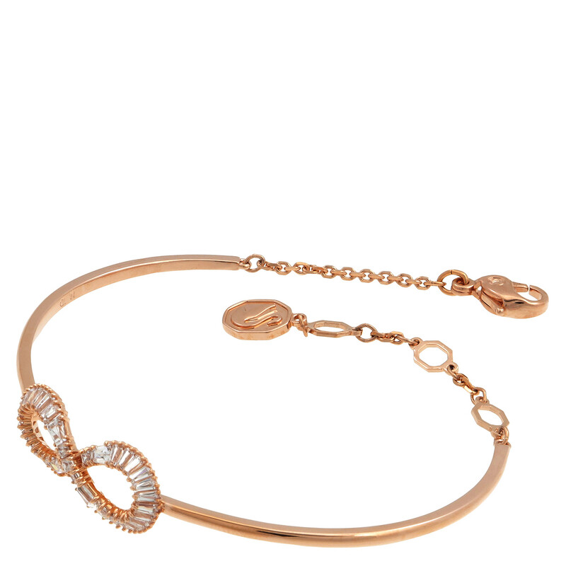 Swarovski Ladies White / Rose Gold-Tone Hyperbola Bangle, Size