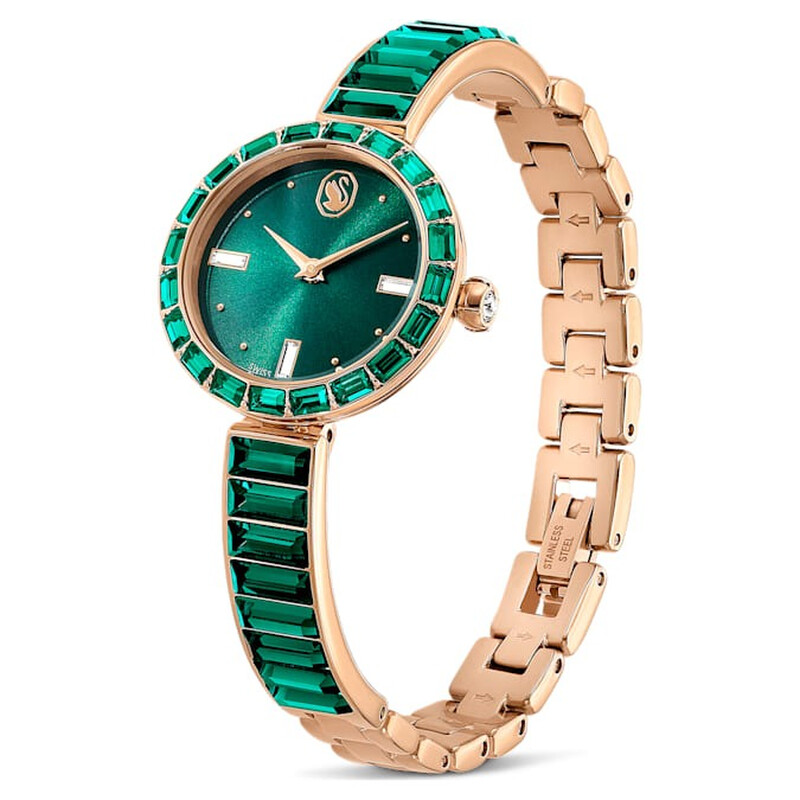Swarovski Matrix Bangle Quartz Crystal Green Dial Ladies Watch