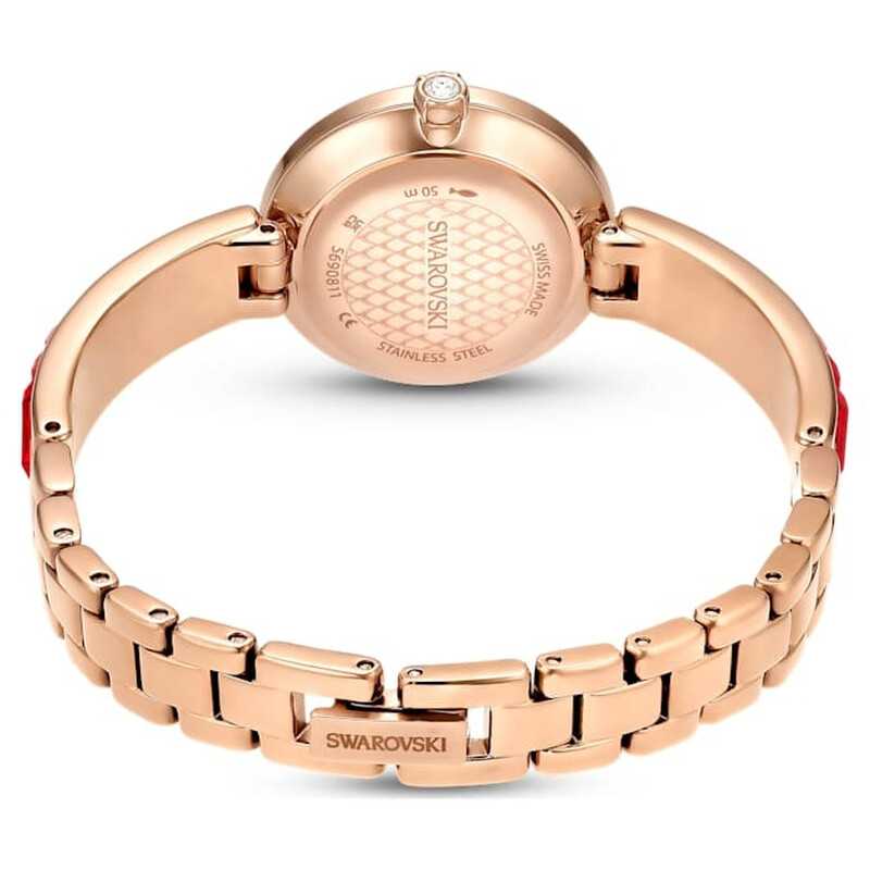 Swarovski Matrix Bangle Quartz Crystal Red Dial Ladies Watch
