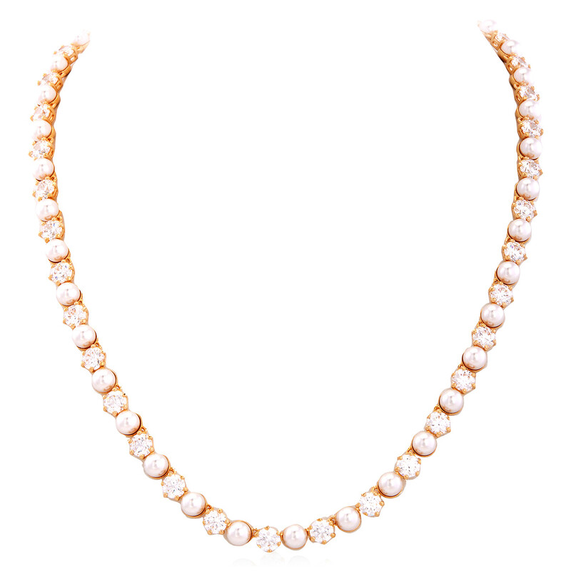 Swarovski Matrix Crystal Pearl Tennis Necklace 5742039