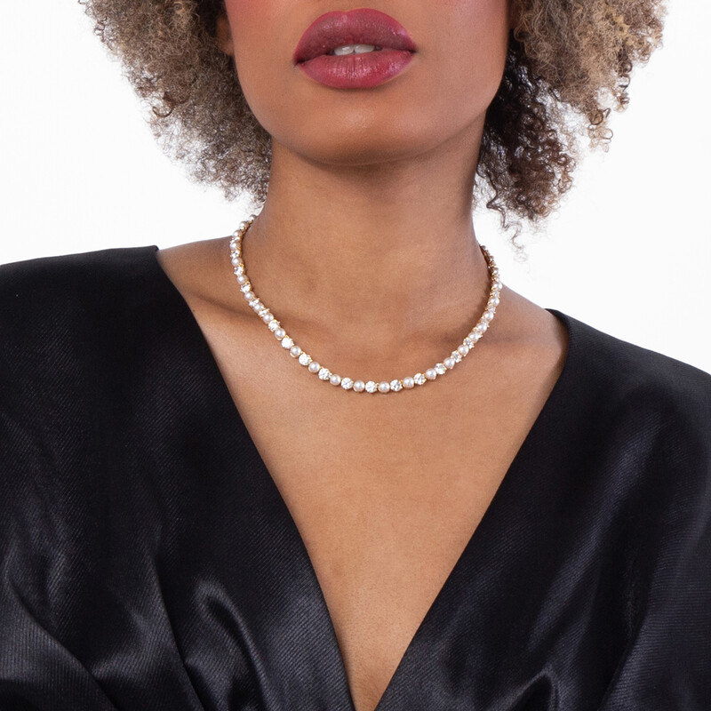 Swarovski Matrix Crystal Pearl Tennis Necklace 5742039