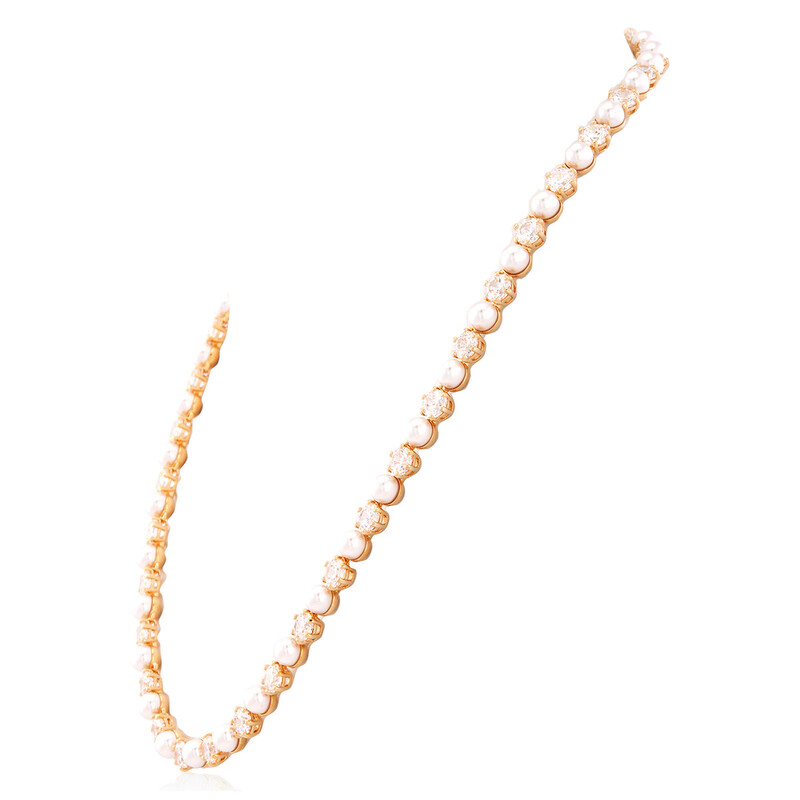Swarovski Matrix Crystal Pearl Tennis Necklace 5742039
