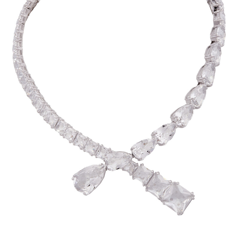 Swarovski Matrix Necklace Closed Rhodium Shiny Crystal 5692521