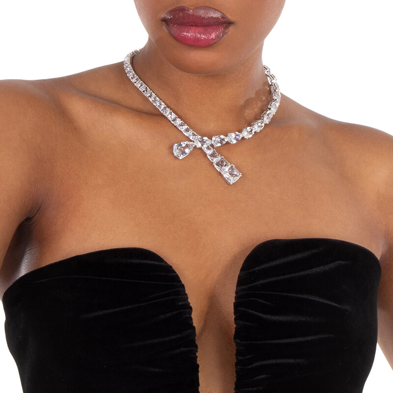 Swarovski Matrix Necklace Closed Rhodium Shiny Crystal 5692521