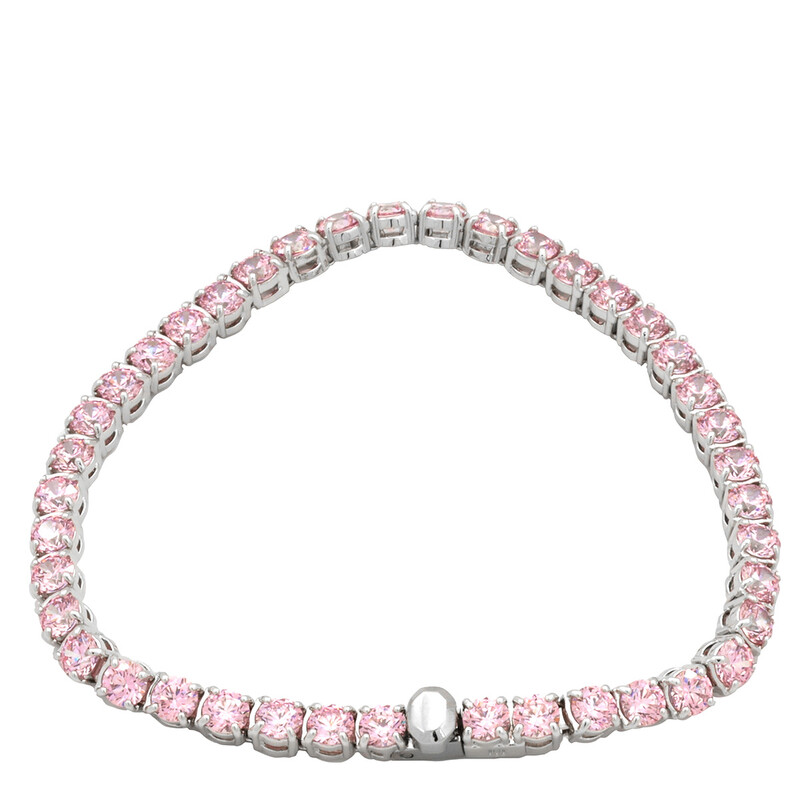 Swarovski Matrix Pink Rhodium Plated Tennis Bracelet, Size XL