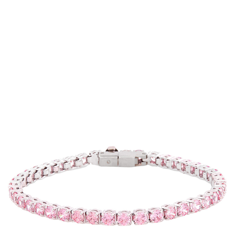 Swarovski Matrix Tennis Bracelet with Purplish Pink Crystals