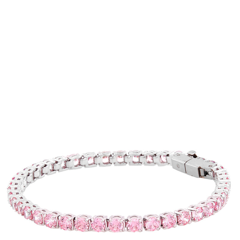 Swarovski Matrix Tennis Bracelet with Purplish Pink Crystals