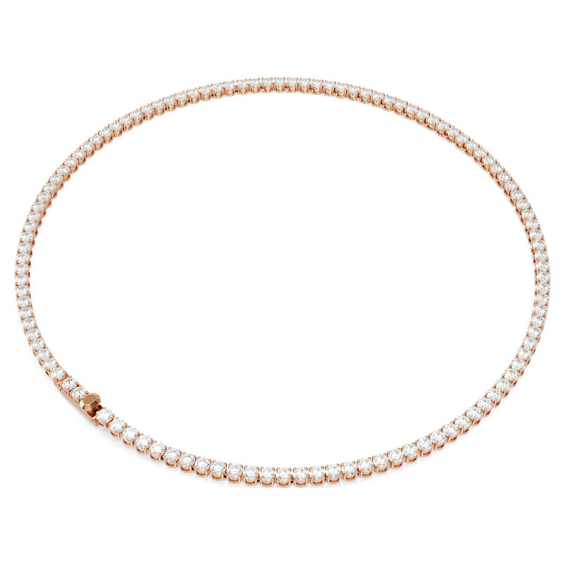 Swarovski Matrix Tennis Necklace, Round Cut, White, 18K Rose Gold