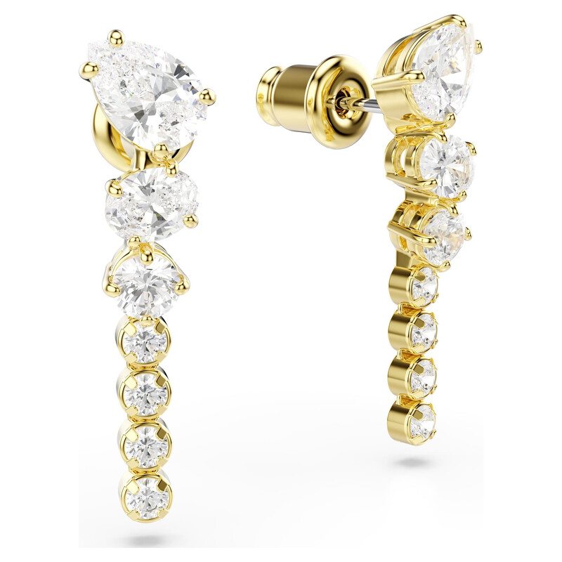 Swarovski Mesmera Drop Earrings, Mixed Cuts, White, 18K Gold