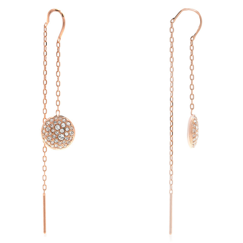 Swarovski Meteora Pierced Earrings Chain Earrings Rose Gold Shiny 