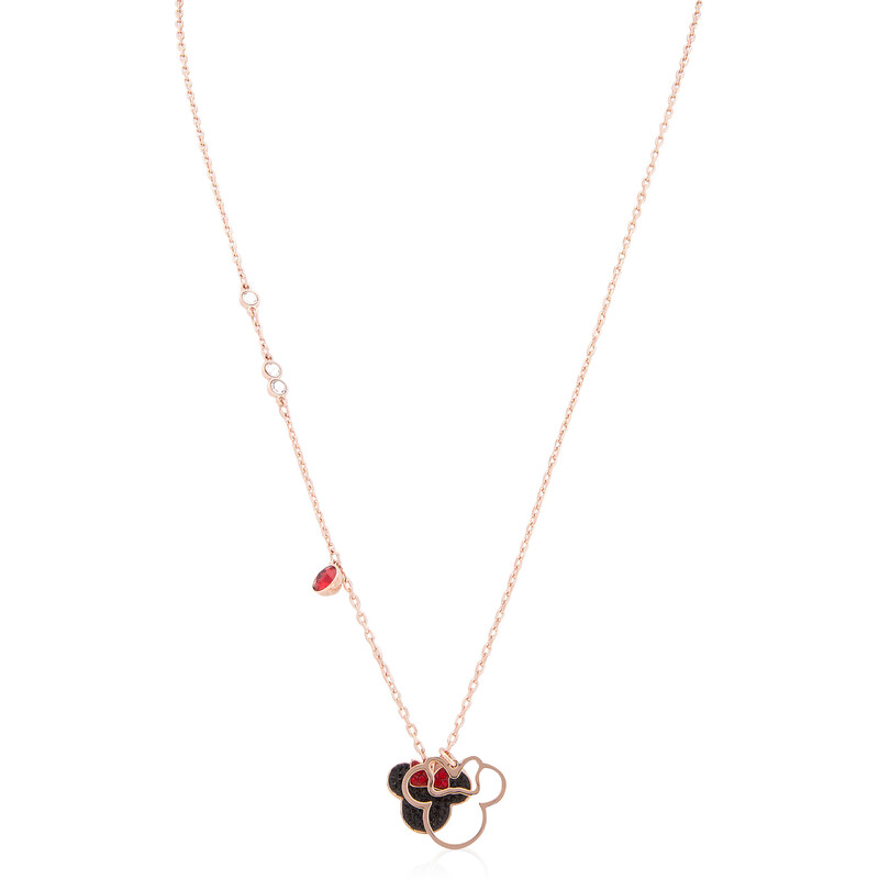 Swarovski Mickey & Minnie Ladies Rose Gold-Tone Necklace 5737558