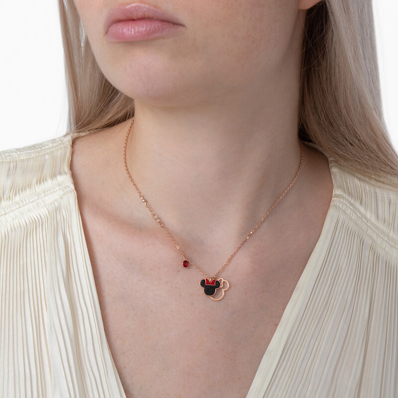 Swarovski Mickey & Minnie Ladies Rose Gold-Tone Necklace 5737558
