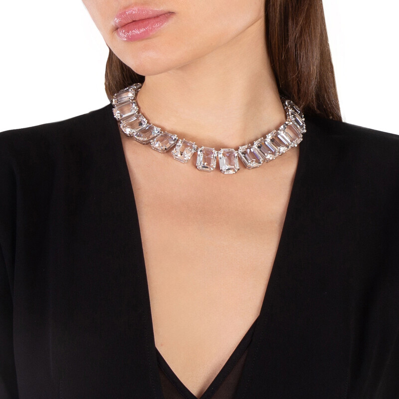 Swarovski Millenia Necklace, Octagon Cut Crystals, White, Rhodium